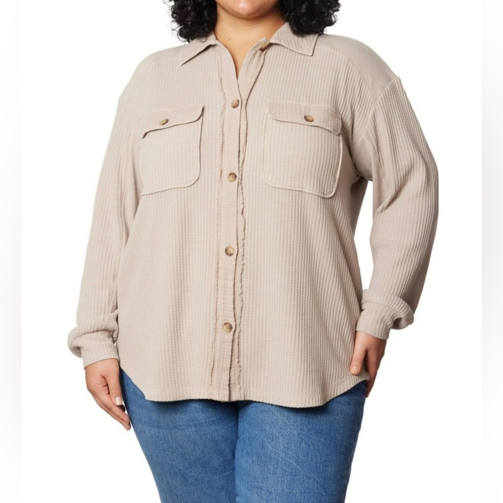 Briggs Women's Relaxed Fit Button Front Waffle Cotton Shirt Size:XL (NWT)